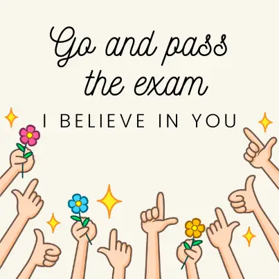 Go and pass the exam. I believe in you!