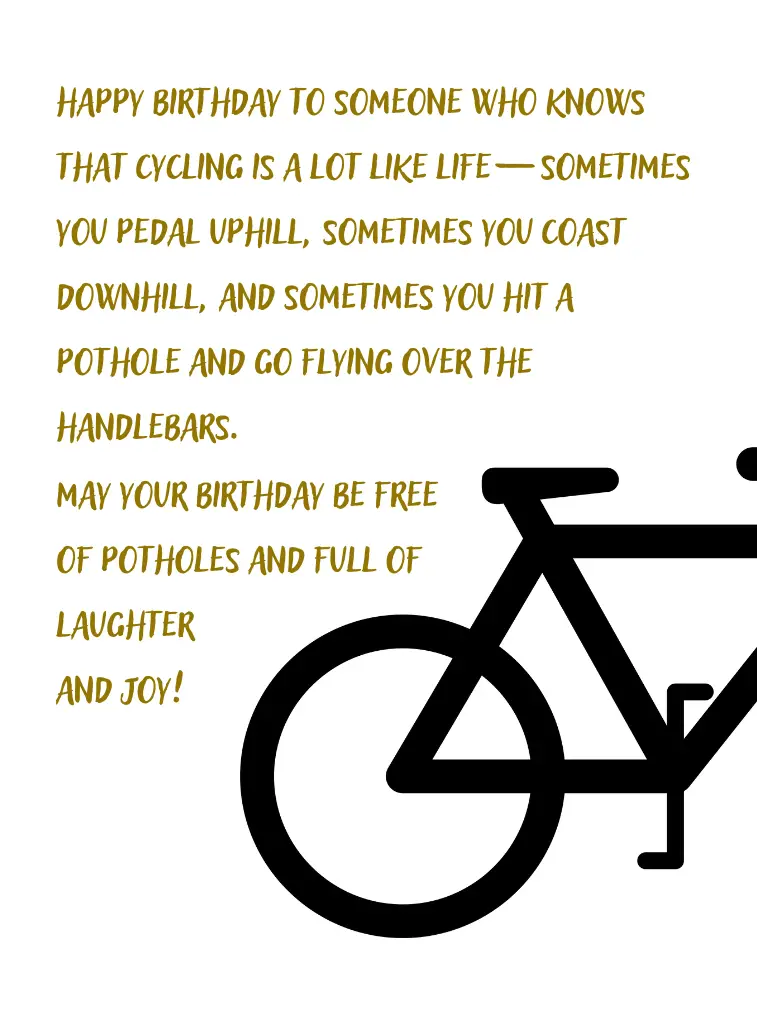 Funny Birthday Wish for Bicycle Rider