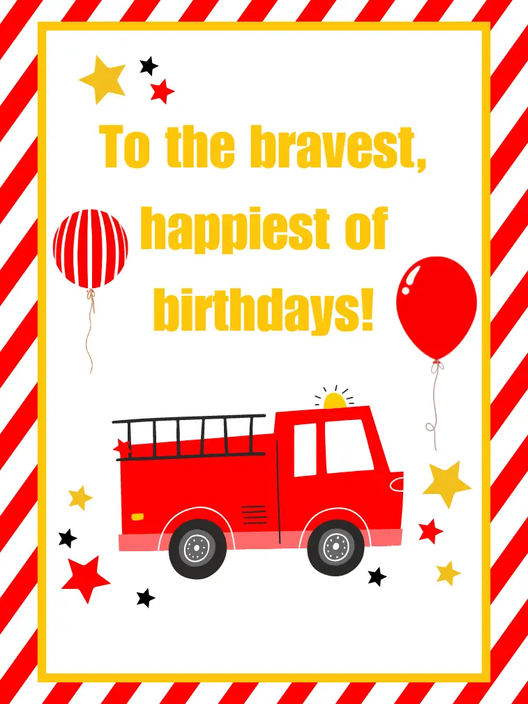 Happy Birthday Card Fire Truck